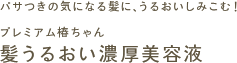 パサつきの気になる髪に、うるおいしみこむ！
プレミアム椿ちゃん
髪うるおい濃厚美容液